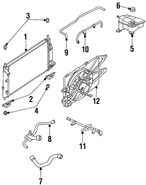 Radiator & Components for 1996 Mercury Mystique #2