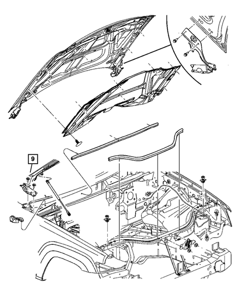 Hood and Hood Release for 2005 Jeep Grand Cherokee #0