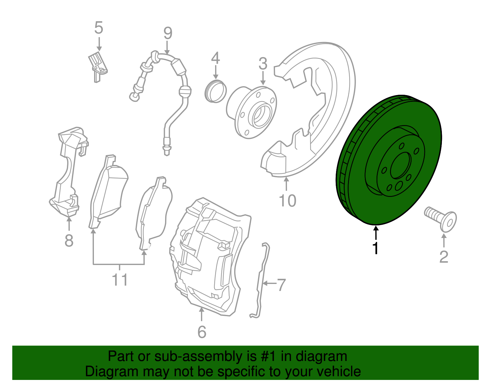 2015-2018 Volvo Disc Brake Rotor - Driver's Side (LH