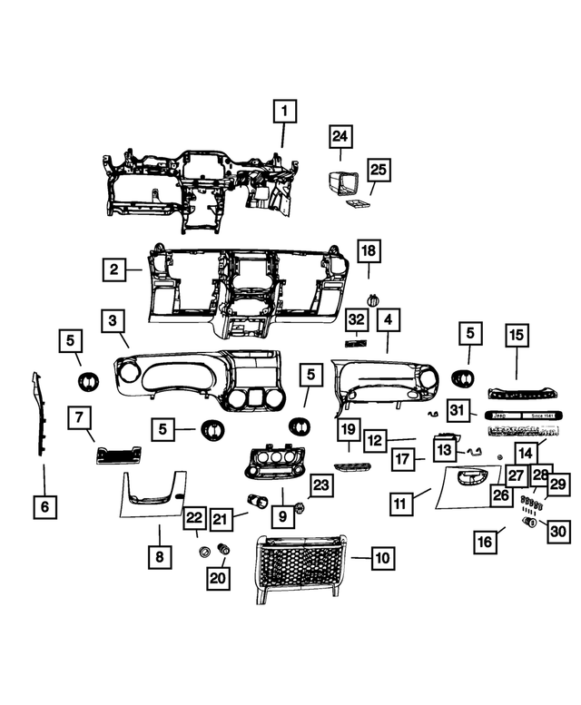 « 68232091AA – Interior Trim : Panneau D`instruments Renfort pour Mopar Image »