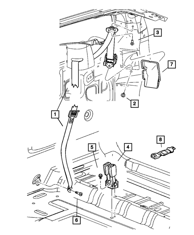 5HP64BD1AI - Interior Trim: Rear Outer Seat Belt, Right for Mopar Image image