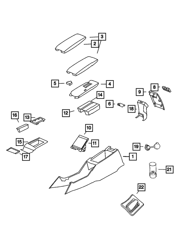 4595985AA - Instrument Panel and Radios and Consoles: Floor Console for Chrysler: 300 | Dodge: Charger, Magnum Image
