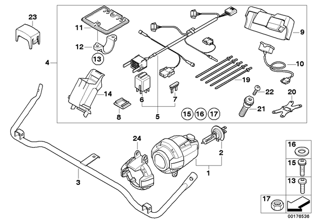 63177721640 - Protection: Bracket, Additional Headlight for BMW-Motorrad Image