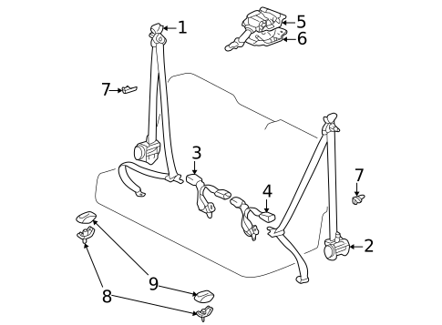 Rear Seat Belts for 2004 Toyota Sequoia #1