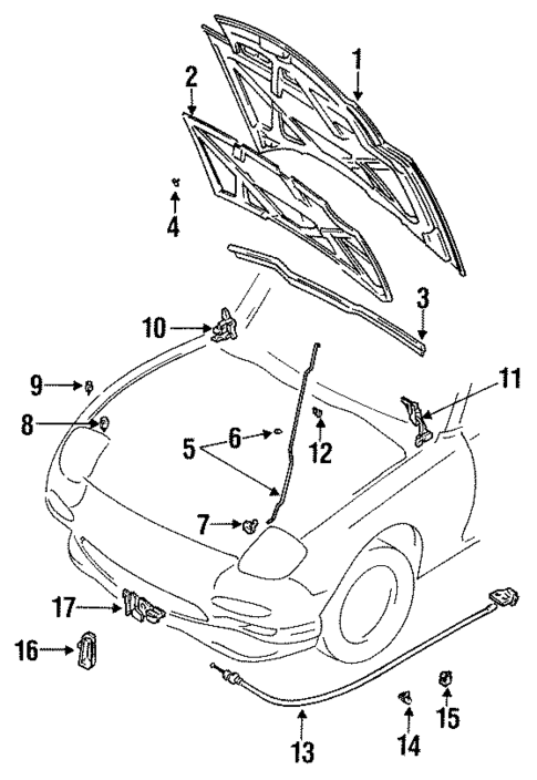 Hood & Components for 1993 Mazda RX-7 #0