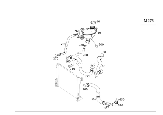 2125012284 - Radiator: Coolant Hose for Mercedes-Benz: C300, C350, E350 Image image
