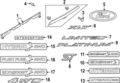 Exterior Trim - Lift Gate for 2020 Ford Explorer #0