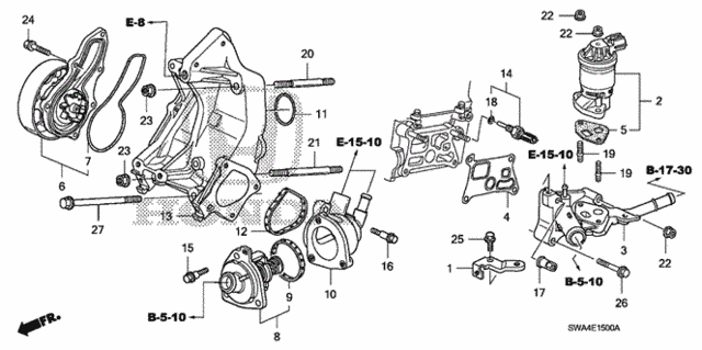 Water Pump (-'09) for 2007 Honda CR-V #0