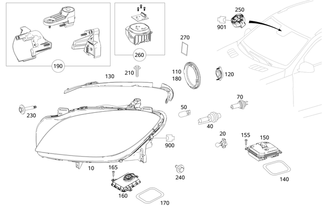 1668207961 - Electrical System: Lamp Unit for Mercedes-Benz Image image