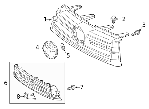Grille & Components for 2018 Toyota Highlander #0