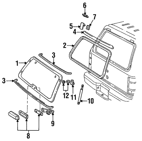 Glass & Hardware - Back for 1991 Mazda Navajo #0