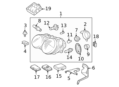 Headlamp Components for 2004 Mercedes-Benz E 55 AMG&reg; #0