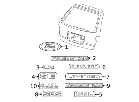 Exterior Trim - Lift Gate for 2007 Ford Freestar #0