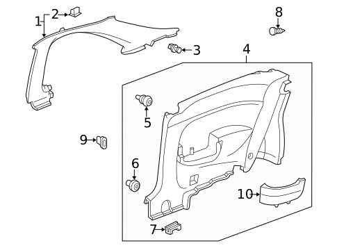Interior Trim - Quarter Panels for 1998 Honda Civic #0