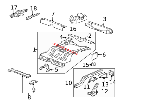 Rear Floor & Rails for 2016 Chevrolet Impala Limited #0