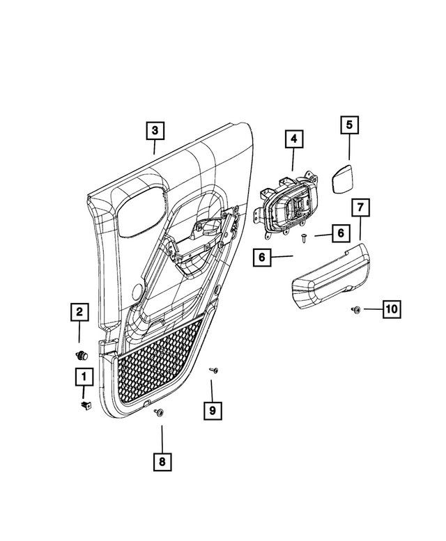 7RC981DQAA - : Rear Door Trim Panel Assembly, Right for Mopar Image