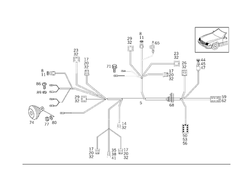Headlamp Cable Harness and Horn for 1992 Mercedes-Benz 500SL #0