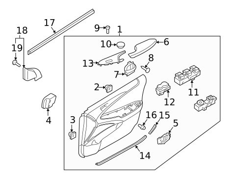 Interior Trim - Front Door for 2011 Hyundai Sonata #0