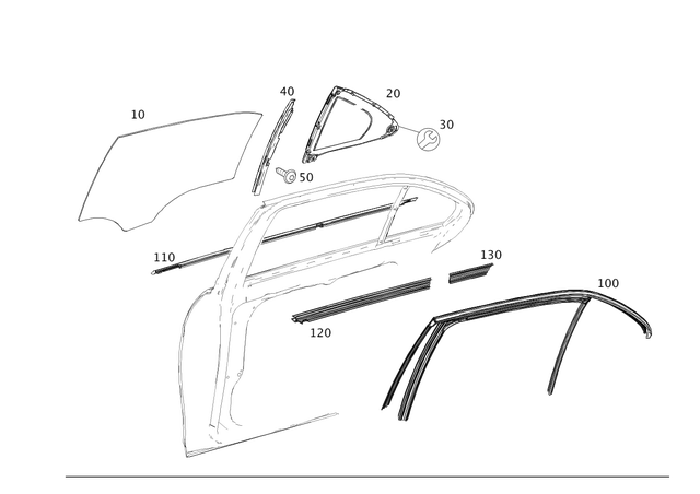 2127301320 - Rear Doors: Glass Pane for Mercedes-Benz: E250, E350, E400, E550, E63 AMG Image image
