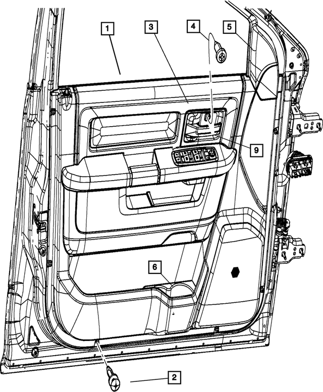 1EA441DVAE - Interior Trim: Front Door Trim Panel, Right for Mopar Image