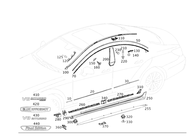 2186900182 - Covering and Lining: Water Deflector for Mercedes-Benz: CLS400, CLS550, CLS63 AMG, CLS63 AMG S Image image
