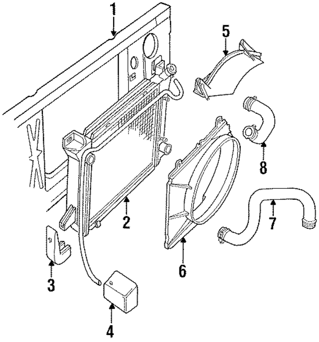 F1TZ16138D - Cooling System: Radiator Support for Ford: Bronco, F-150, F-250, F-350, F-Super Duty Image