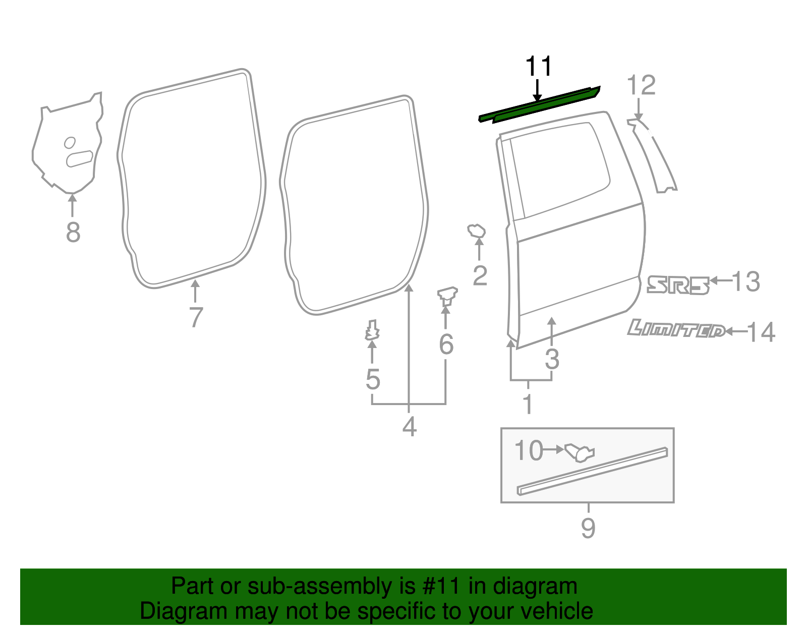 68163-0C010 - Belt Molding - 2007-2020 Toyota Tundra | Nucar Toyota Parts