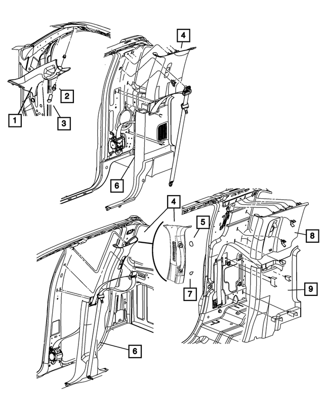 1DX51BD1AB - Interior Trim: B Pillar Upper Trim Panel, Left for Mopar Image