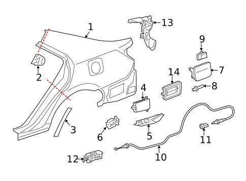Quarter Panel & Components for 2013 Toyota Camry #0