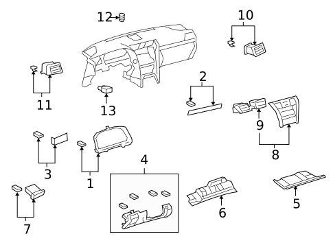 Instrument Panel Components for 2008 Lexus LS600h #0
