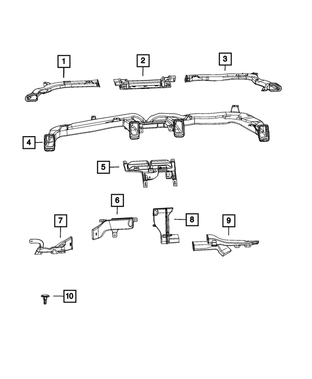 68462932AA - Air Conditioners and Heaters: Defroster Duct for Mopar Image