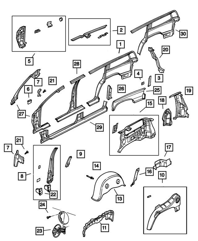 55362023AA - Body Sheet Metal Except Doors: Cowl Side Reinforcement, Left for Mopar Image