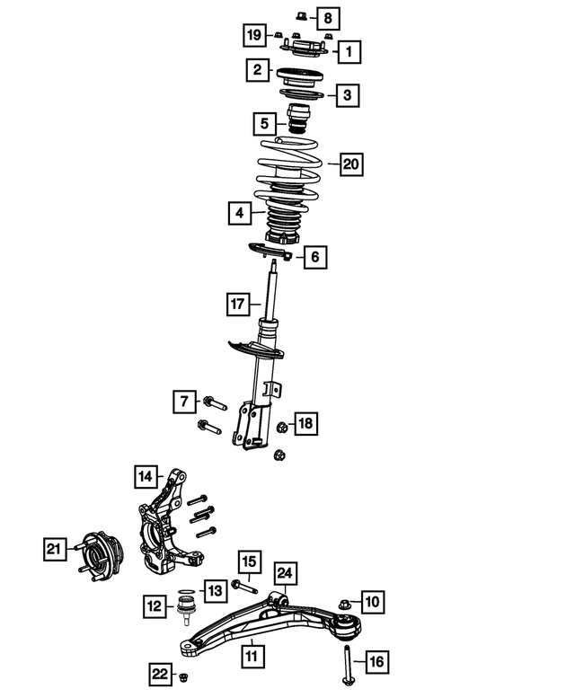 68039641AB - Front Suspension: Suspension Strut, Left for Mopar Image