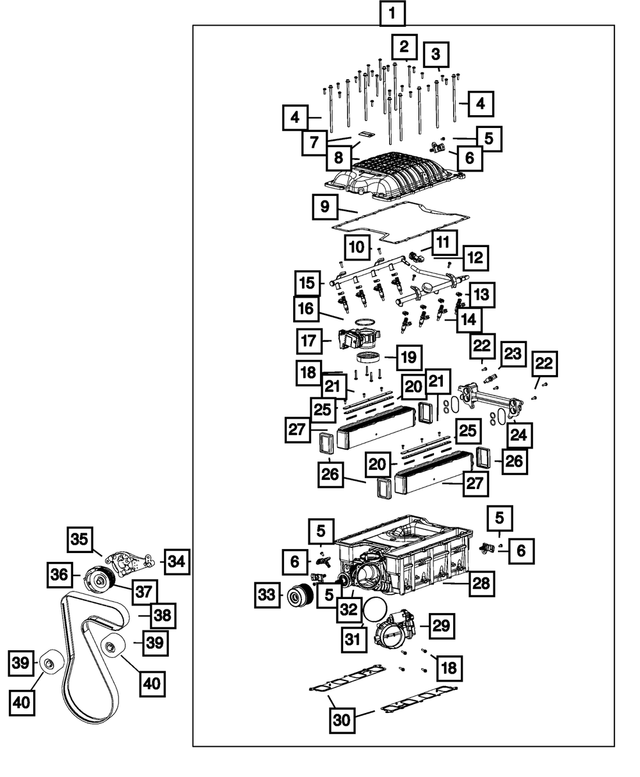 6510669AA - 6.2L Gas; Engine: Hex Flange Head Bolt, Mounting for Mopar Image