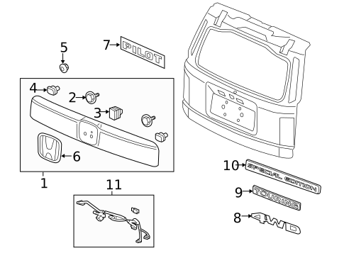 Exterior Trim - Lift Gate for 2015 Honda Pilot #0