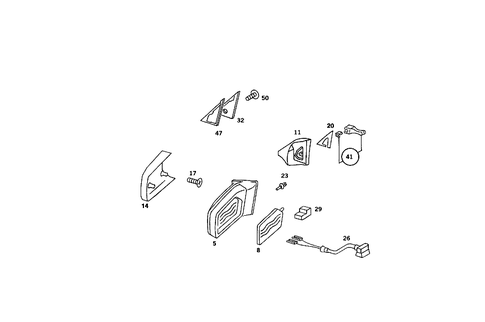 Outside Rearview Mirror, Mech. Adjustment for 1988 Mercedes-Benz 560SEC #1