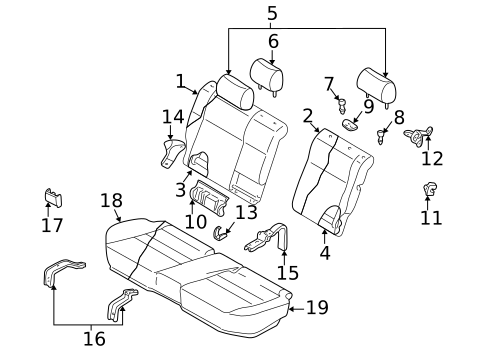 Rear Seat Components for 2000 Subaru Legacy #2