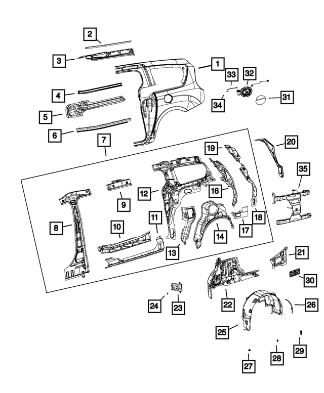 68477021AB - Body Sheet Metal Except Doors: Body Side Aperture Outer Panel, Left for Mopar Image