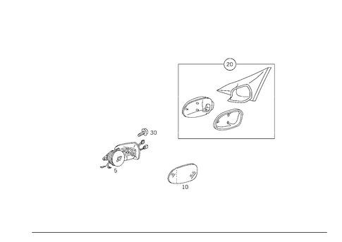 Electrically Adjustable Outside Rearview Mirror, Less Programming for 1993 Mercedes-Benz 600SL #1