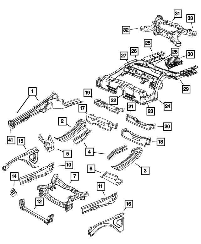 4780833AA - Frames and Bumpers: Front Side Rail Extension for Chrysler: 300 | Dodge: Challenger, Charger, Magnum Image