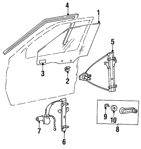 Glass - Front Door for 1995 Hyundai Sonata #0