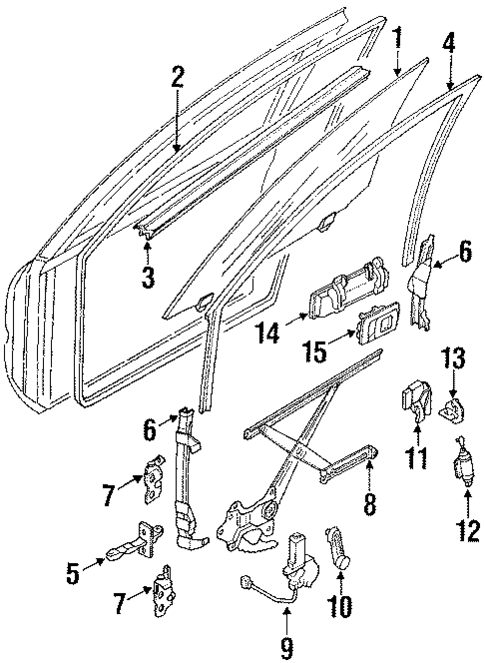 Glass - Front Door for 1992 Toyota Corolla #1