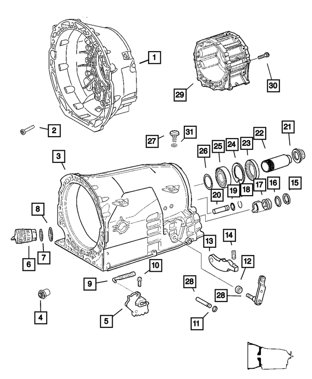 « 52108447AA – Automatic Transmission 5 Speed [DGJ/DJU] : Transmission Carter pour Mopar Image »