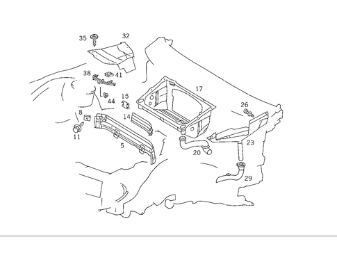 Engine Compartment Partition Panel, Wheelhouse Attachment Parts for 1991 Mercedes-Benz 500SL #1