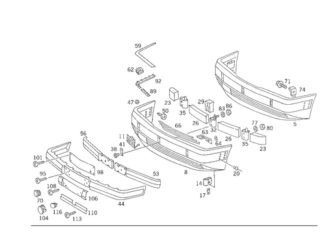 Front Bumper for 1993 Mercedes-Benz 300TE #0