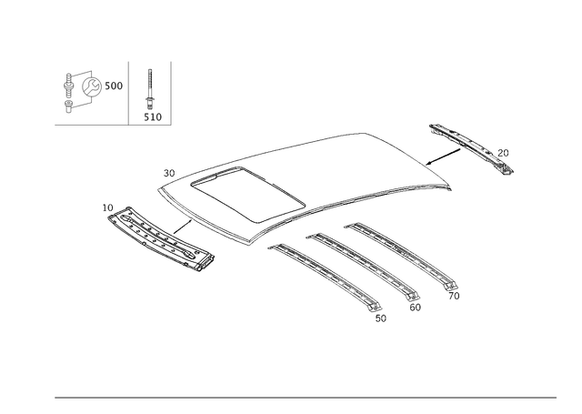 2036501201 - Roof: Roof Frame for Mercedes-Benz Image image