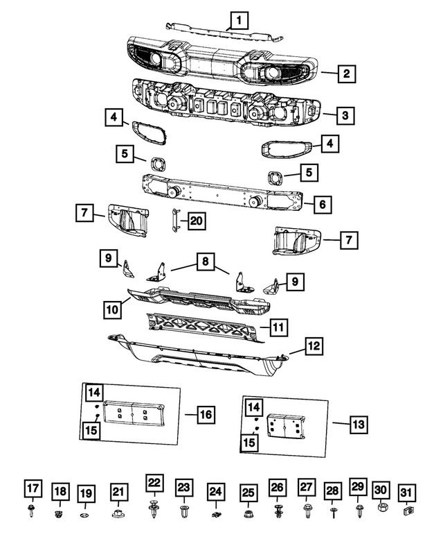 68340509AA - Frame, Bumper and Fascia: Screw for Jeep: Gladiator, Wrangler Image