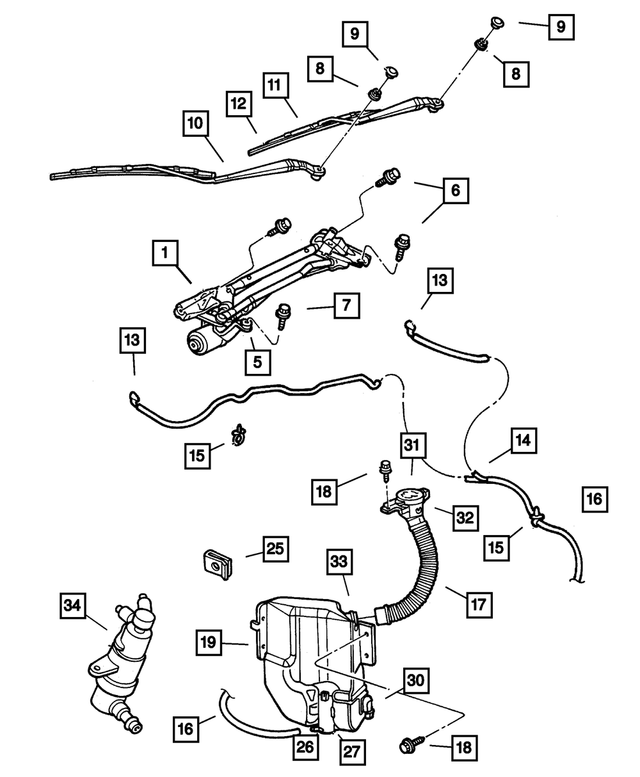 5011206AC - Wiper/Lock Cylinder and Keys: Wiper Blade, Right for Mopar Image