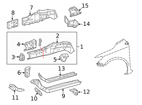 Structural Components & Rails for 2011 Toyota Corolla #0