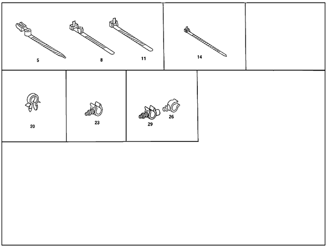 19974190 - Electrical Equipment and Instruments: Cable Tie for Mercedes-Benz: 190, 190C, 190D, 190DC, 190E, 200, 200D, 220, 220b, 220D, 220Sb, 230, 240D, 250C, 250S, 250SE, 250SL, 260E, 280, 280C, 280CE, 280E, 280S, 280SE, 280SEL, 280SL, 300CE, 300D, 300E, 300SD, 300SE, 300SEL, 300SL, 300TD, 300TE, 350SL, 380SE, 380SEC, 380SEL, 380SL, 380SLC, 400E, 400SE, 400SEL, 450SE, 450SEL, 450SL, 450SLC, 500E, 500SEC, 500SEL, 500SL, 560SEC, 560SEL, 560SL, 600, 600SEL, 600SL, C220, C230, C280, C43 AMG, CL500, CL55 AMG, E420, E430, G55 AMG, G550, G550 4x4, G63 AMG, G65 AMG, S420, S430, S55 AMG, SL320, SLK230, SLK320 Image image